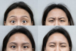 a collage of a woman's face